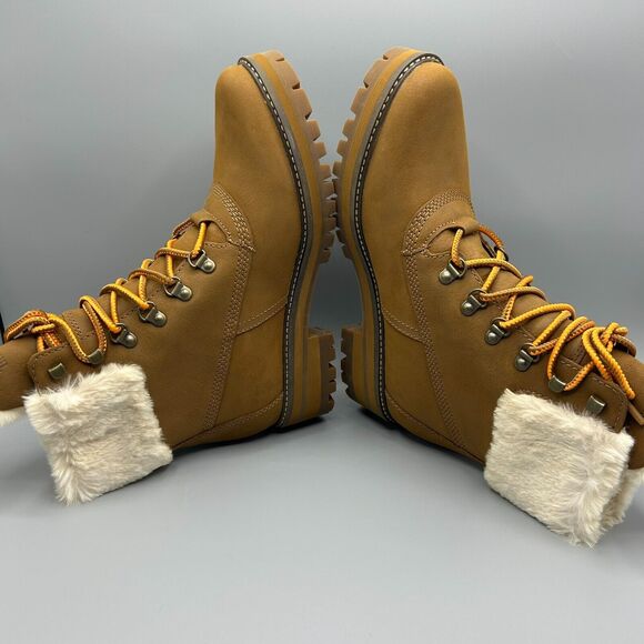 Timberland Courmayeur Valley 6" Faux Fur Warm Lined Boots Size 11 Brown Nubuck - Picture 5 of 7